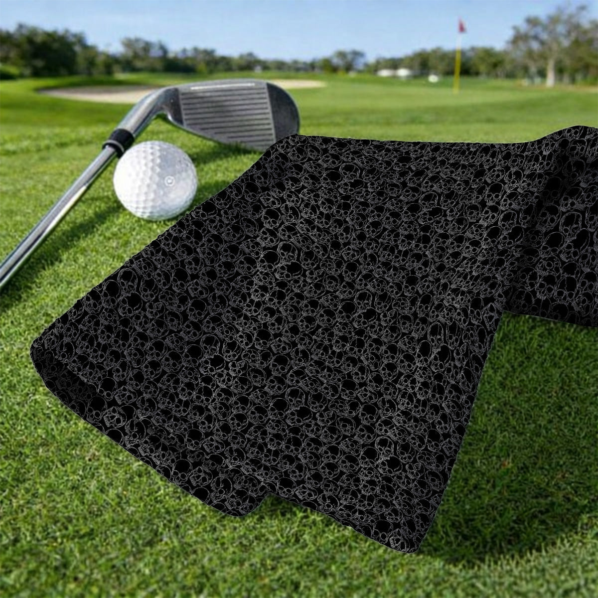 Skull Pattern Golf Towel, Skeleton Print Golf Towels, Unique Golf Gift For Golfer