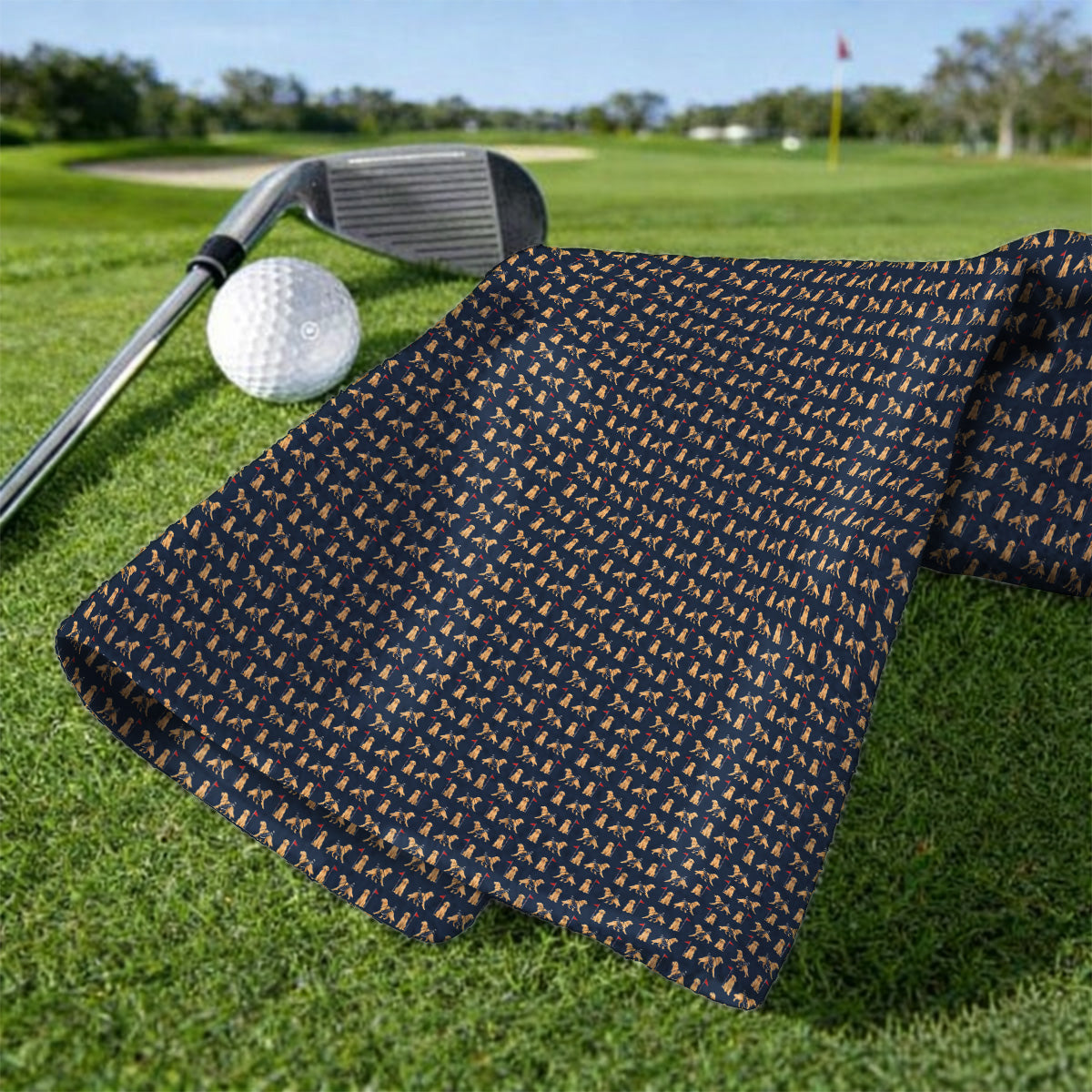 Funny Golden Retriever Golf Towel, Golden Retriever Pattern Golf Towels, Dog Lover Golf Shirt