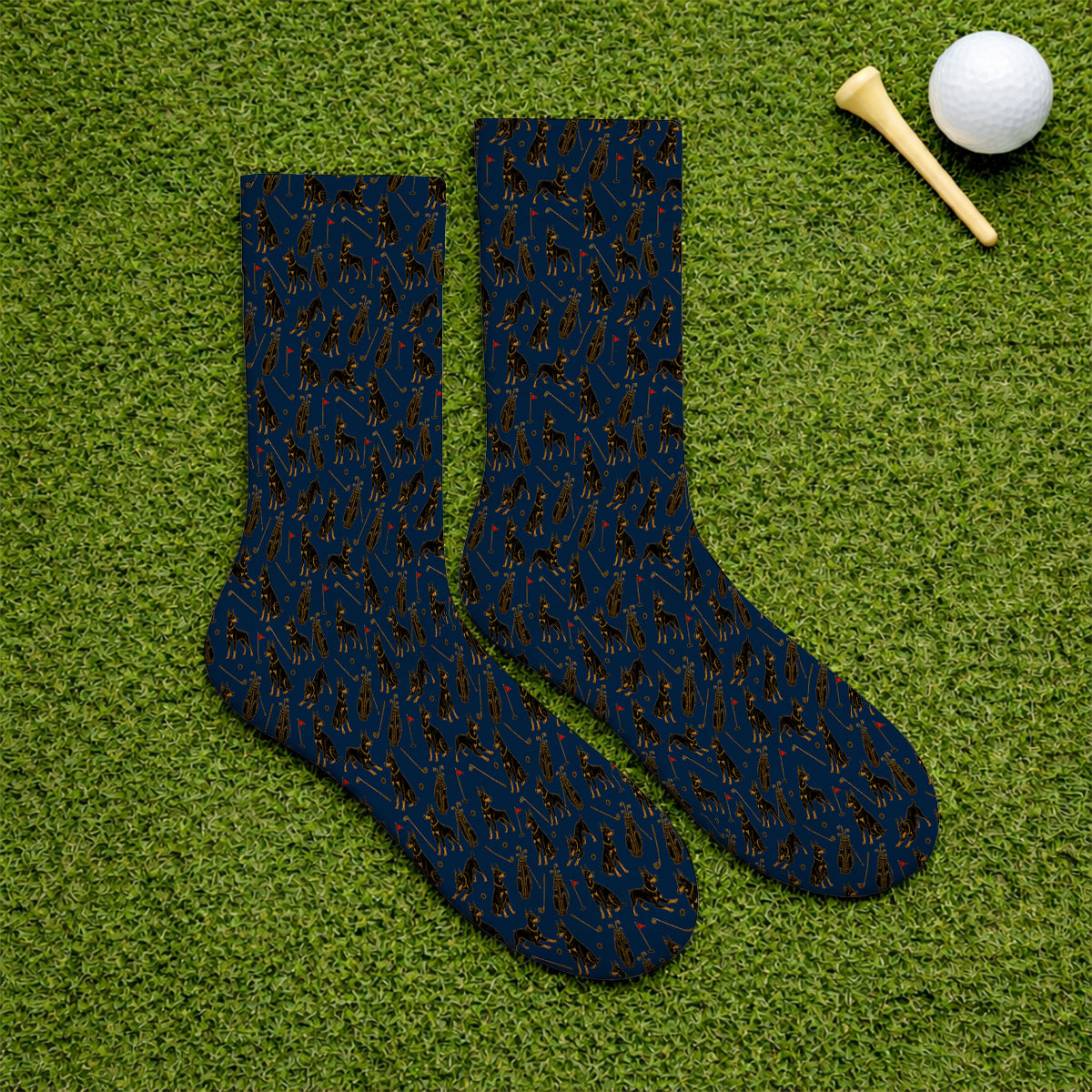 Crazy Doberman Golf Socks, Doberman Pattern Golf Sock, Golf Gift For Golfer