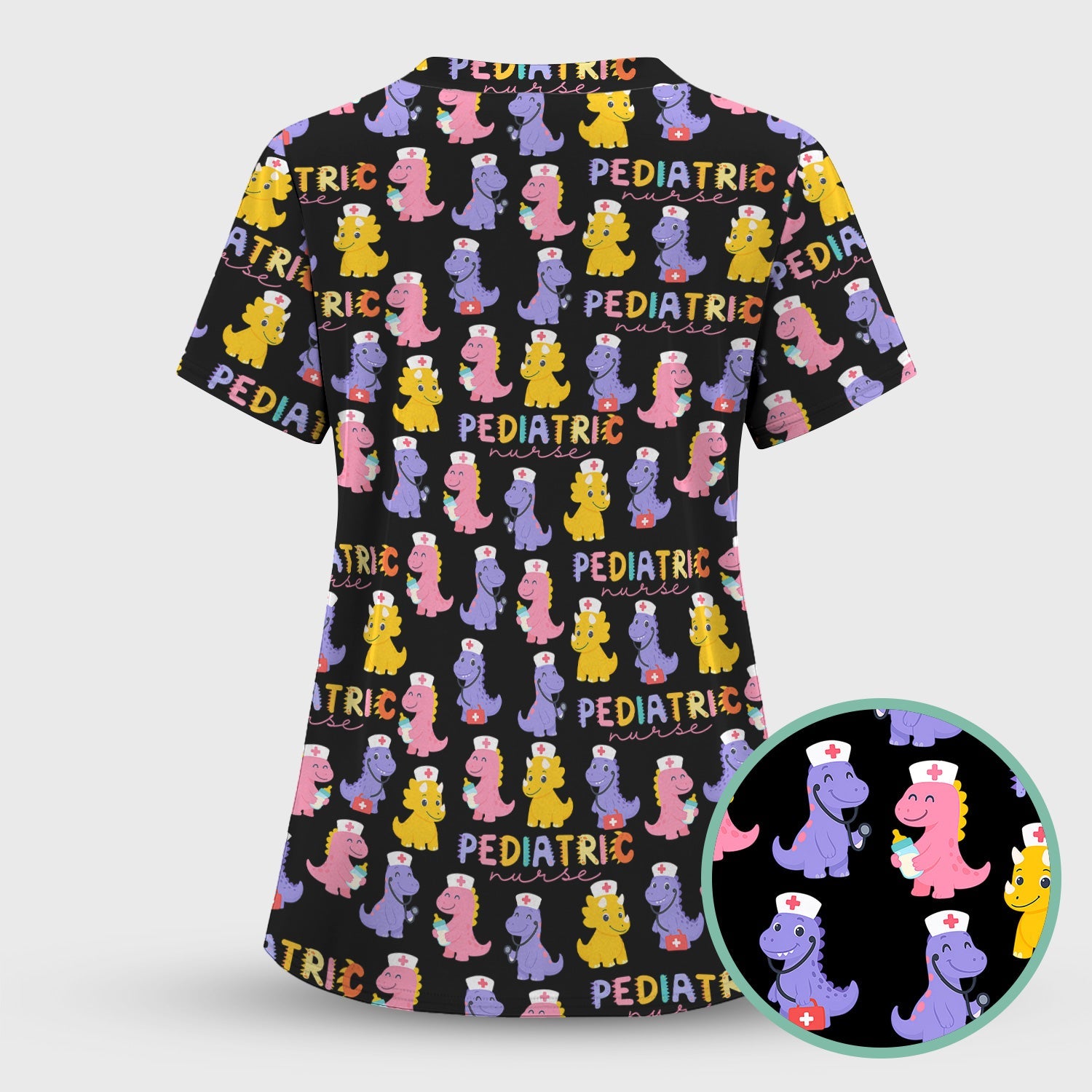 Funny Dinosaur Nurse Shirt - Cute T-Rex with Stethoscope & Medical Kit Graphic Tee - Multiple Color Options Gift for Women PEDS RN LPN