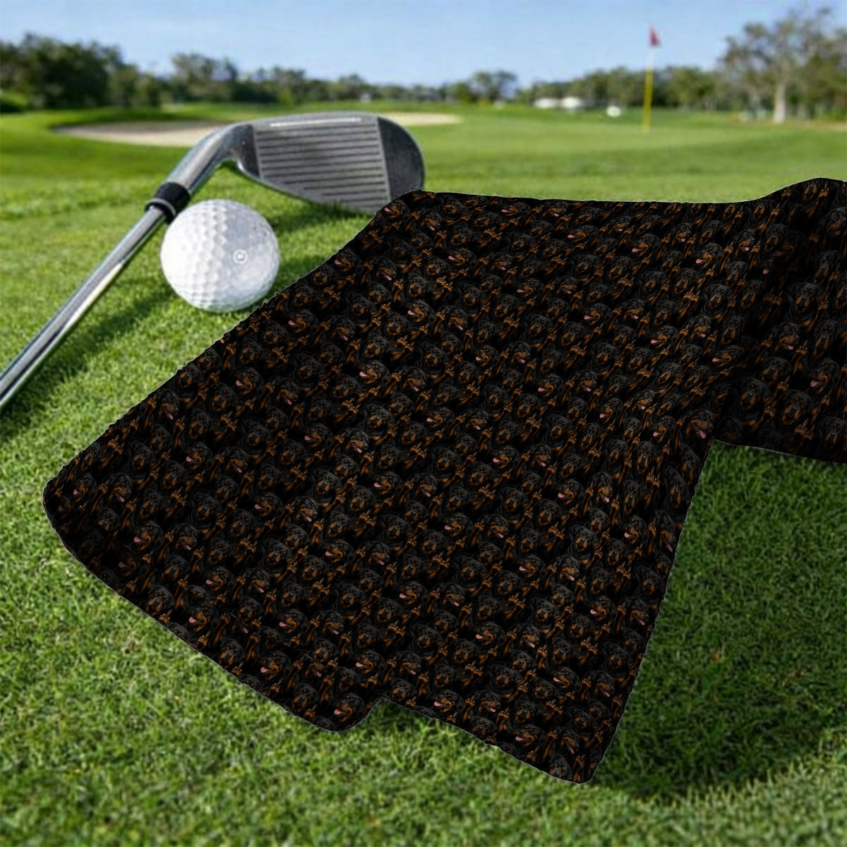 Rottweiler Middle Finger Golf Towel, Funny Rottweiler Pattern Golf Towels, Golf Gift For Golfer
