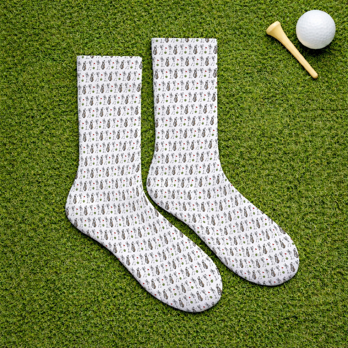 Skeleton Pattern Golf Socks, Funny Skeleton Golf Sock, Golf Gift For Golfer