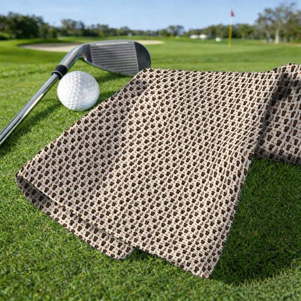 Chocolate Labrador Retriever Golf Towel, Funny Chocolate Lab Pattern Golf Towels, Dog Lover Golf Shirt