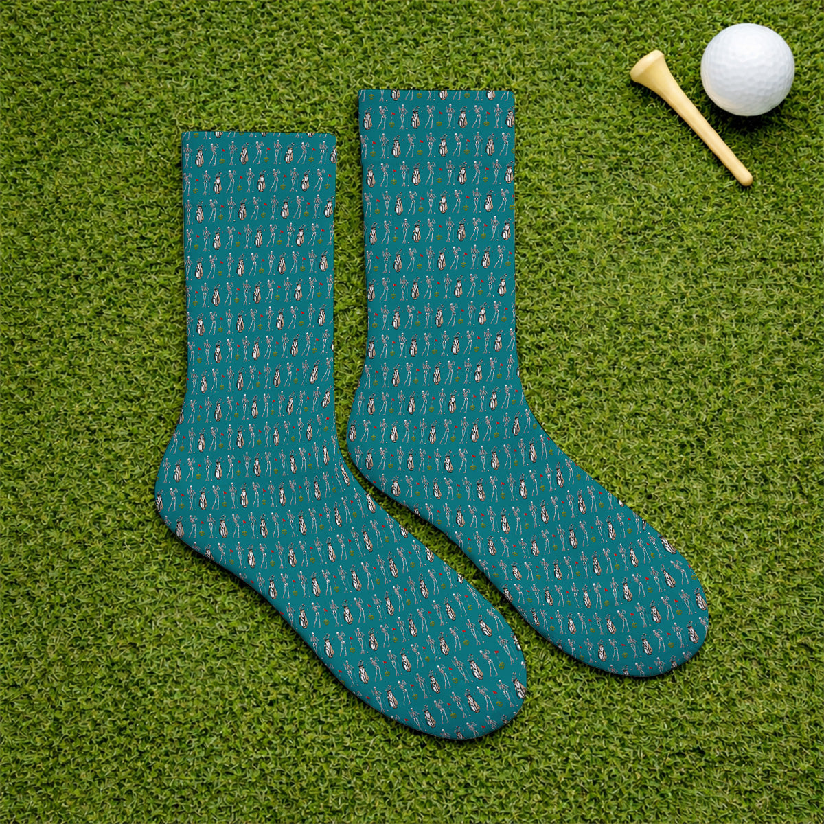 Skeleton Pattern Golf Socks, Funny Skeleton Golf Sock, Golf Gift For Golfer