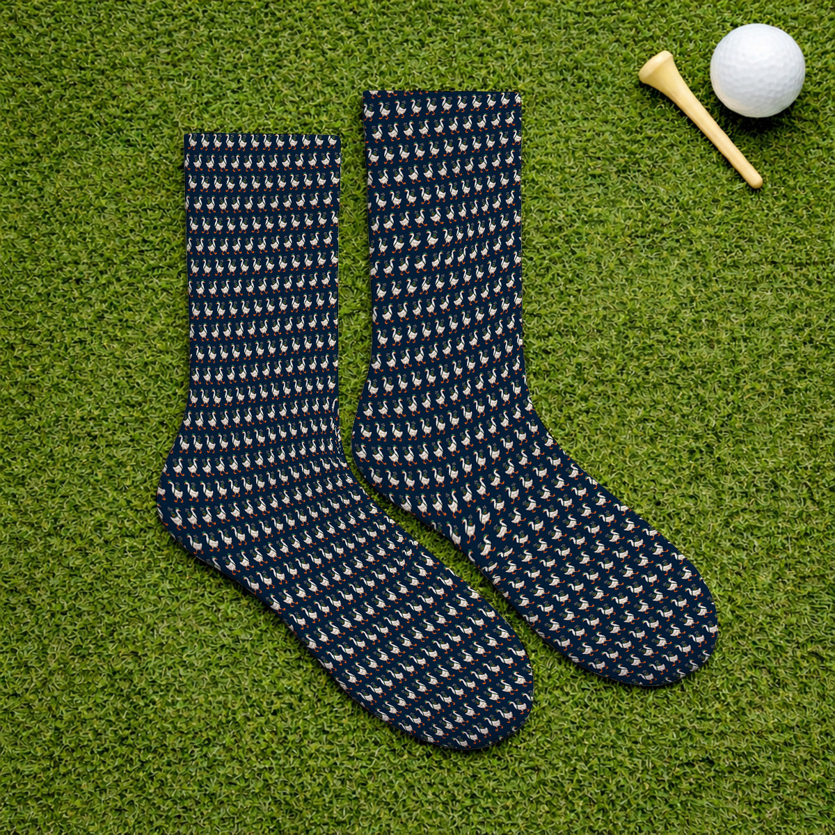 Walking Goose Golf Socks, Funny Goose Pattern Golf Sock, Golf Gift For Golfer