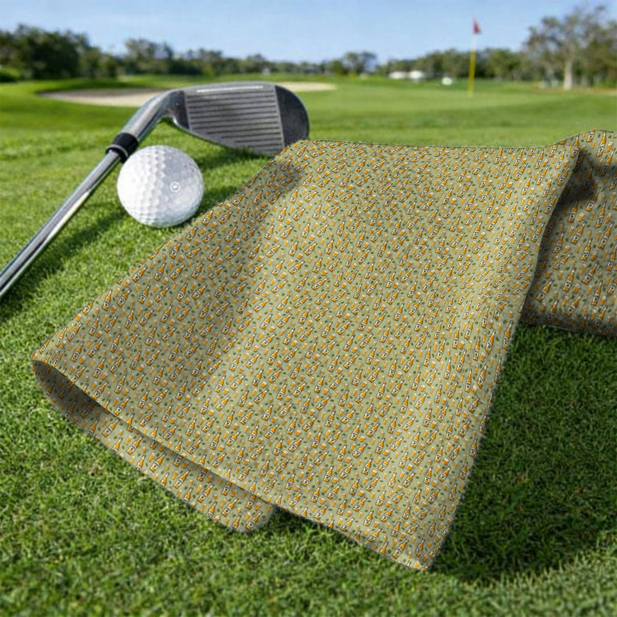 Beer Pattern Golf Towel, Funny Beer Golf Towels, Golf Gift For Beer Lovers