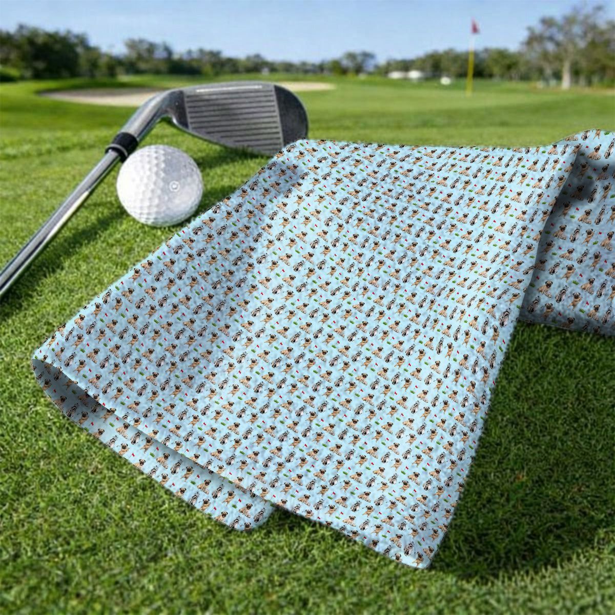 Funny Pug Golf Towel, Pug Pattern Golf Towels, Dog Lover Golf Gift