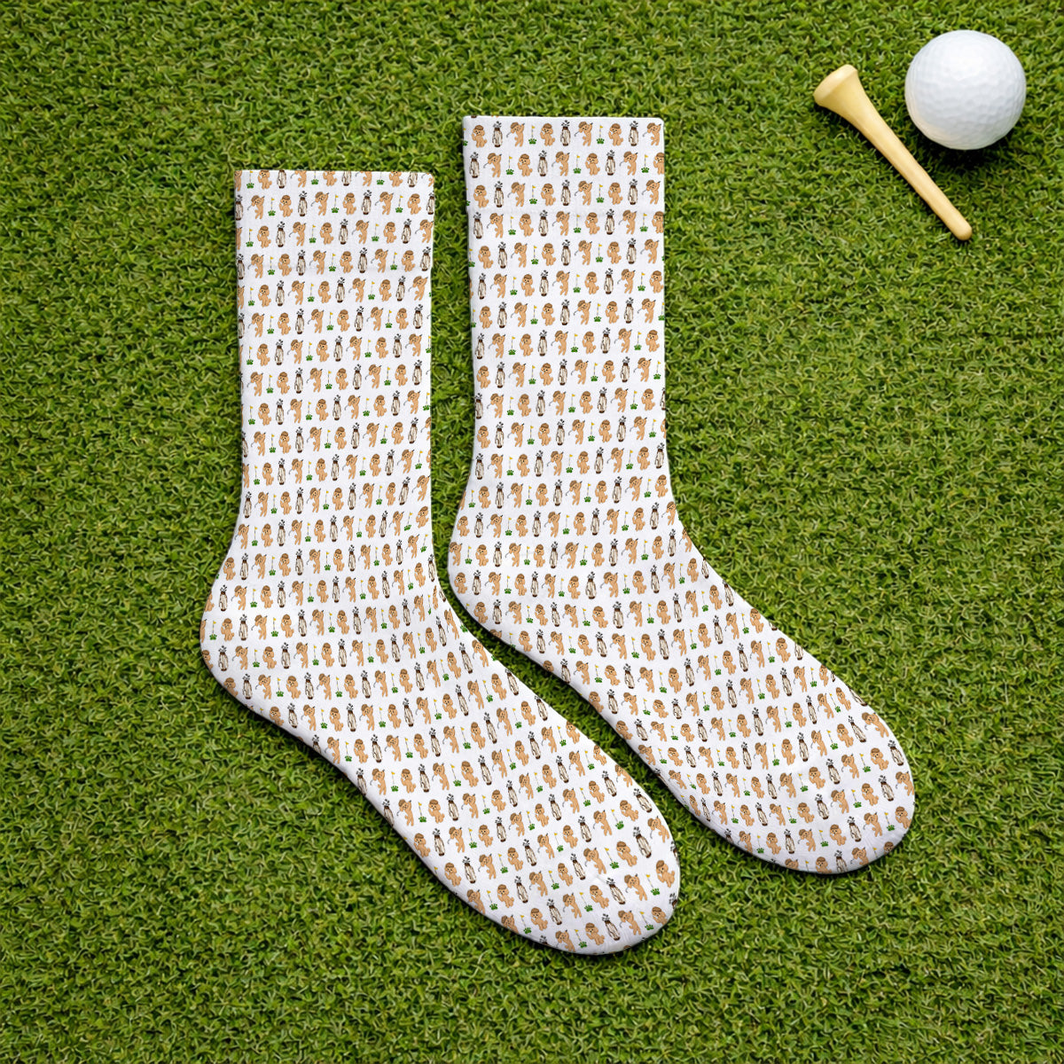 Toy Poodle Pattern Golf Socks, Funny Poodle Golf Sock, Golf Gift For Dog Lover