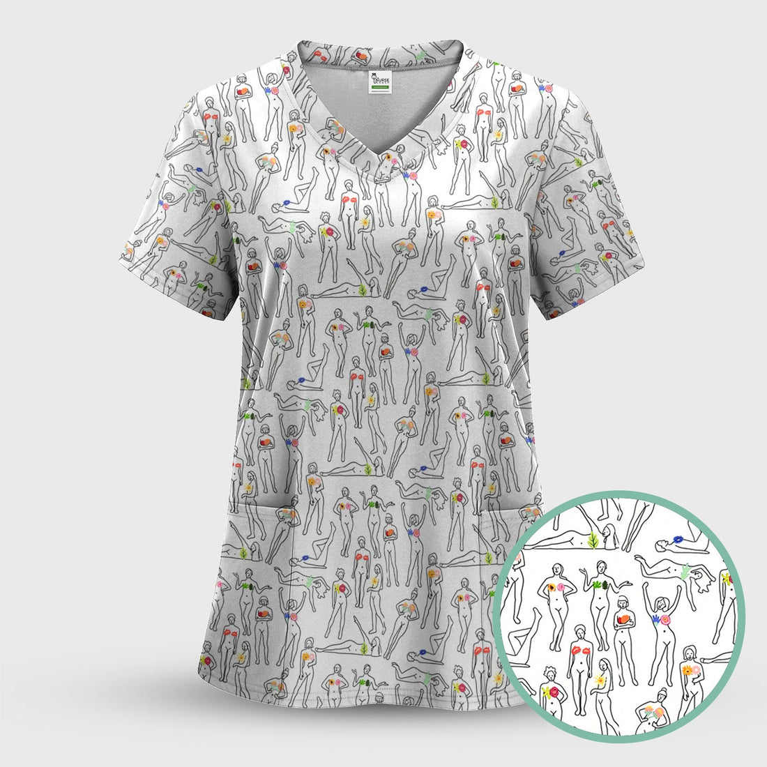 Women's Health Nurse Shirt - Flower Boobs & Female Empowerment Graphic Tee - Gift for Women Healthcare Workers RN LPN