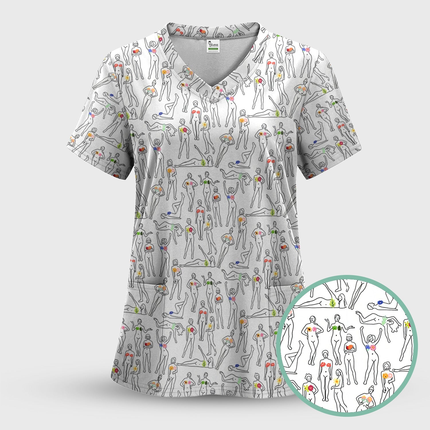 Women's Health Nurse Shirt - Flower Boobs & Female Empowerment Graphic Tee - Gift for Women Healthcare Workers RN LPN