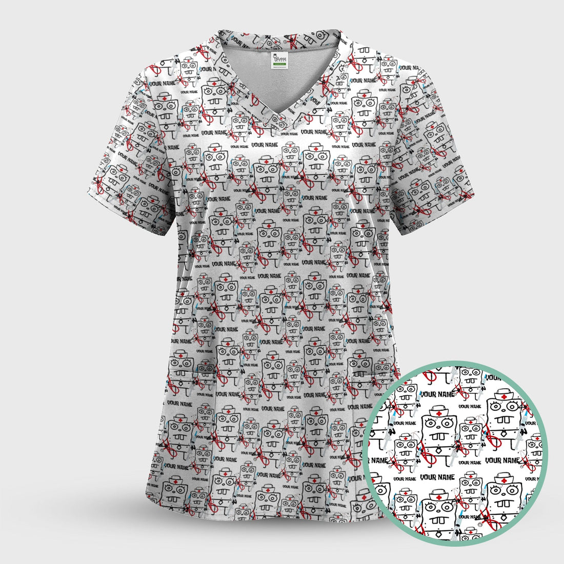 Personalized Doodle Bob Nurse Shirt - Funny Cartoon Medical Graphic Tee - Custom RN MD CNA Healthcare Gift