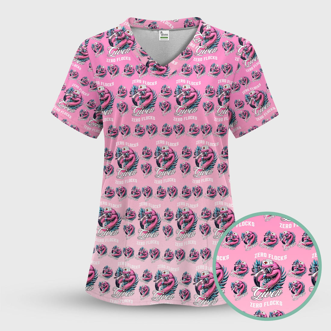 Funny Flamingo Nurse Shirt - Zero Flocks Given Pink Graphic Tee - RN LPN CNA Healthcare Workers Gift