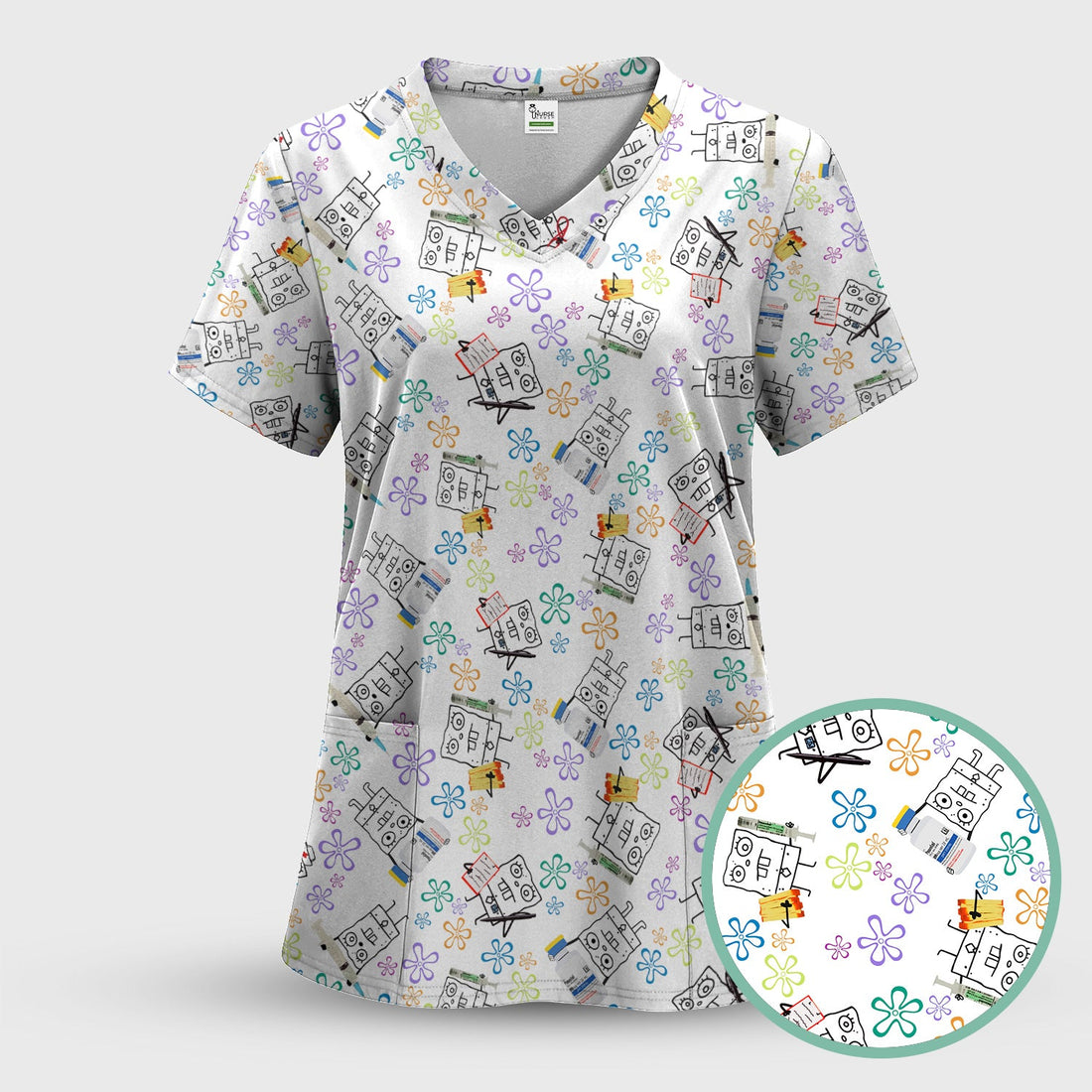 Cute Doodle Bob Energy Drink Nurse Shirt - Cartoon Medical Graphic Tee for Women - Gift for  RN MD CNA RT