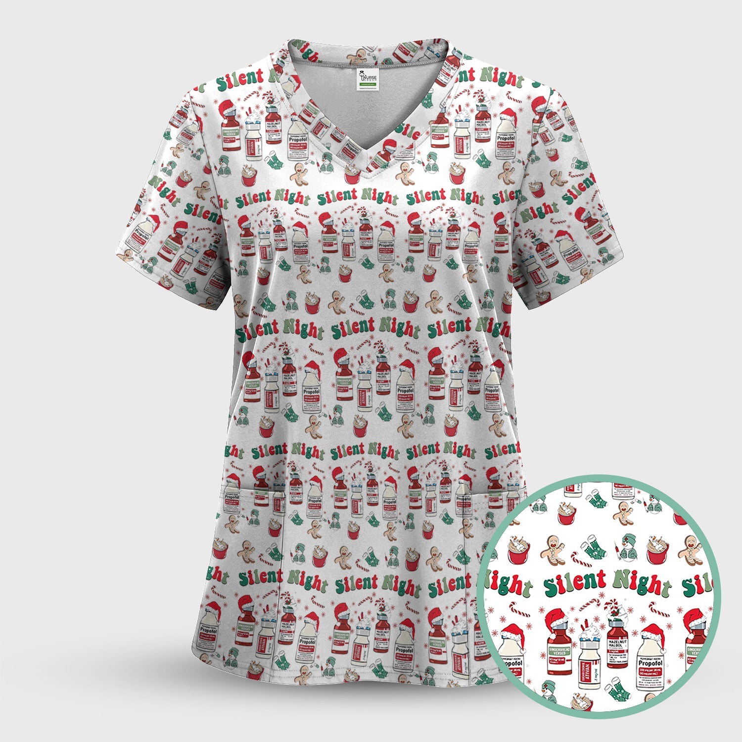 Funny Pharmacist Christmas Shirt - Cute Santa Hat Medication Graphic Tee - Holiday Gift for RN LPN CNA