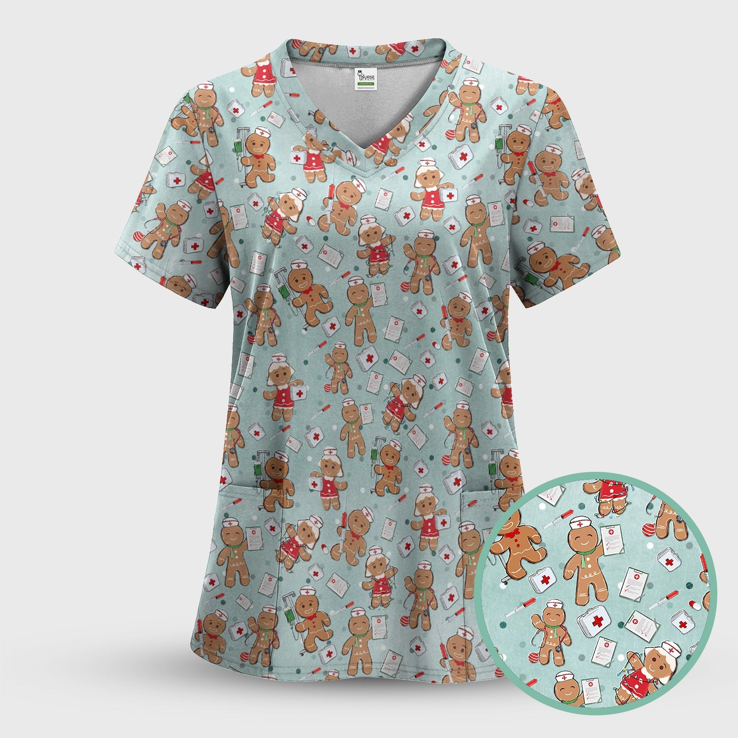 Funny Christmas Shirt for Nurses - Cute Gingerbread Cookies with Syringe Graphic Tee - Gift for Women RN LPN & Pediatric Nurses