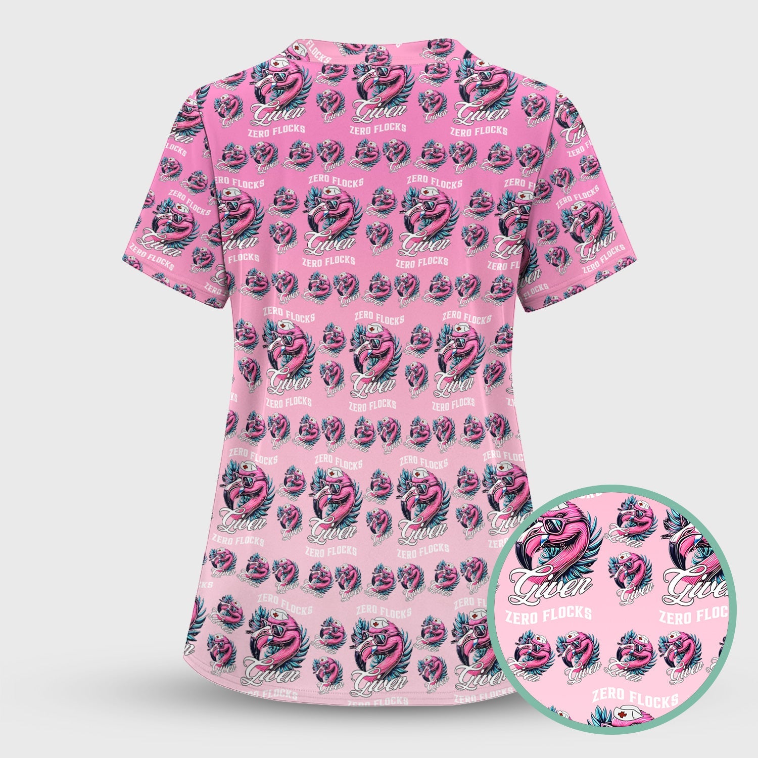 Funny Flamingo Nurse Shirt - Zero Flocks Given Pink Graphic Tee - RN LPN CNA Healthcare Workers Gift