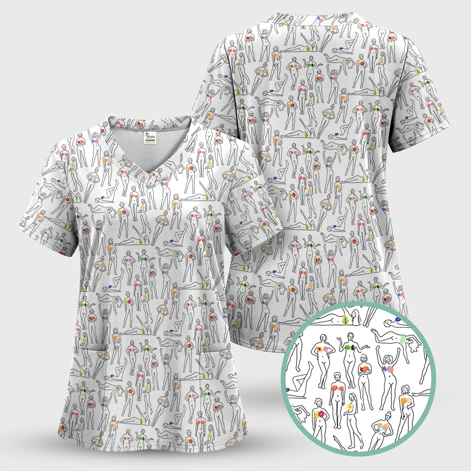 Women's Health Nurse Shirt - Flower Boobs & Female Empowerment Graphic Tee - Gift for Women Healthcare Workers RN LPN