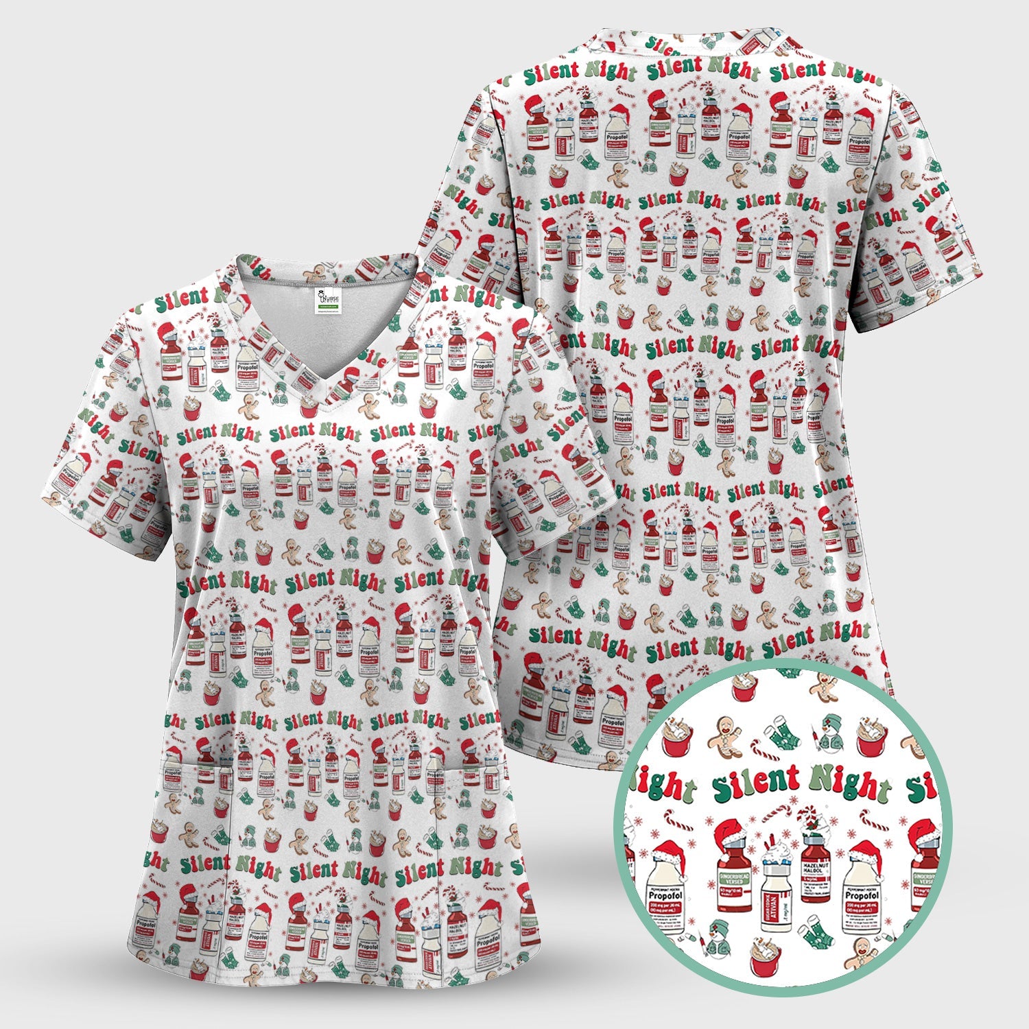 Funny Pharmacist Christmas Shirt - Cute Santa Hat Medication Graphic Tee - Holiday Gift for RN LPN CNA