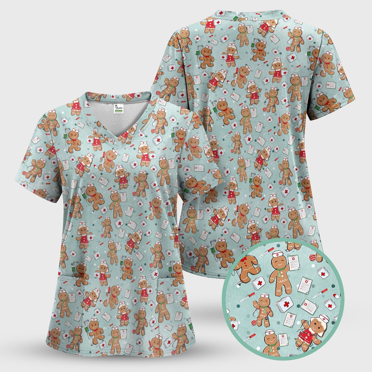 Funny Christmas Shirt for Nurses - Cute Gingerbread Cookies with Syringe Graphic Tee - Gift for Women RN LPN & Pediatric Nurses