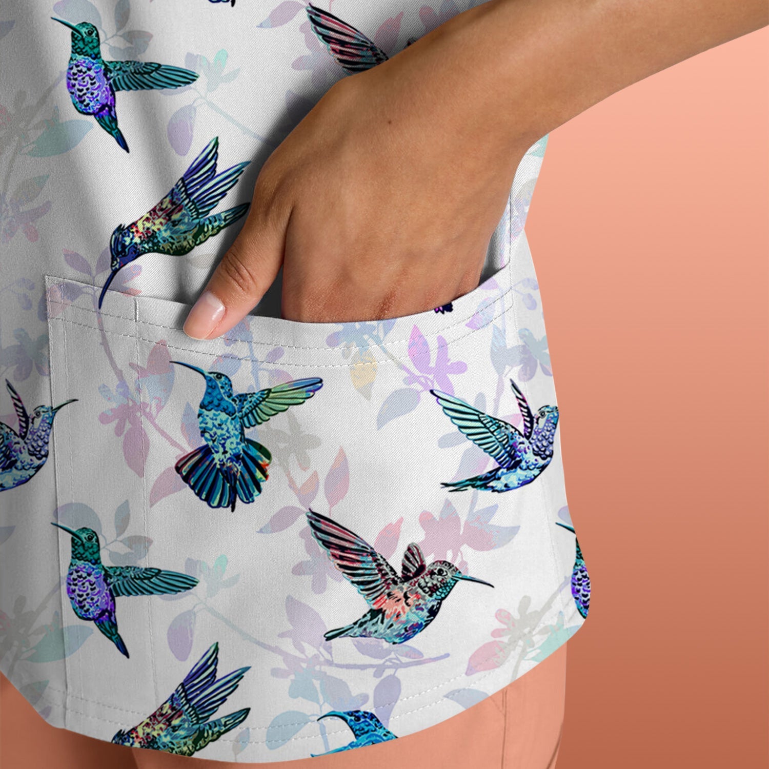 Cute Hummingbird Lover Shirt - All-Over Print Bird & Botanical Graphic Tee - Gift for RN LPN CNA