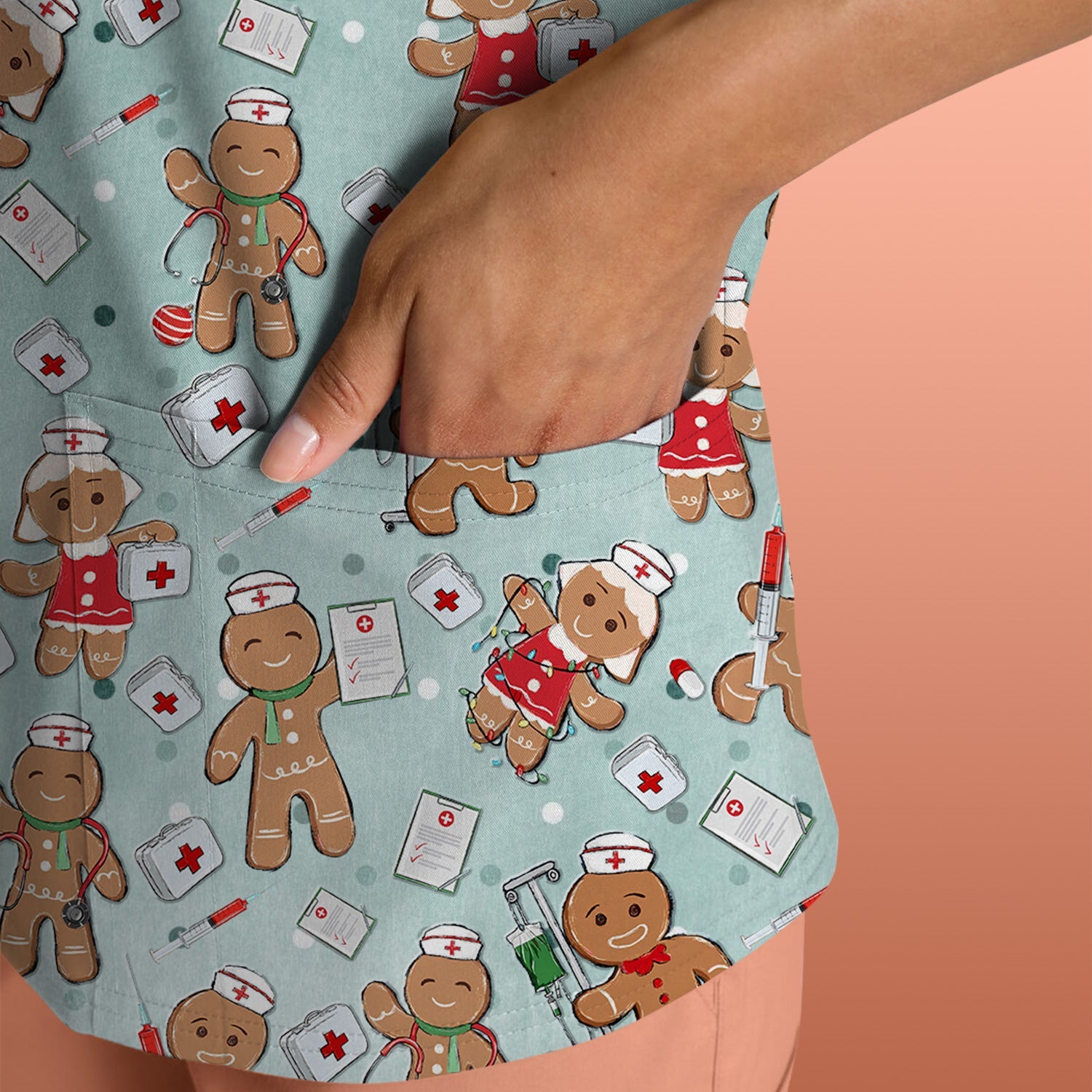 Funny Christmas Shirt for Nurses - Cute Gingerbread Cookies with Syringe Graphic Tee - Gift for Women RN LPN & Pediatric Nurses
