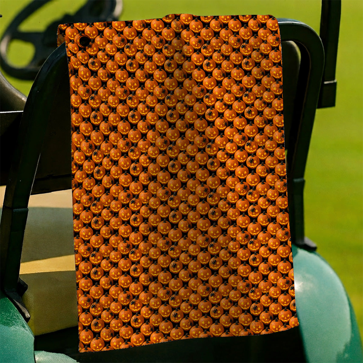 Jack-O'-Lantern Golf Towel, Halloween Pumpkin Pattern Golf Towels, Crazy Golf Gift For Golfer