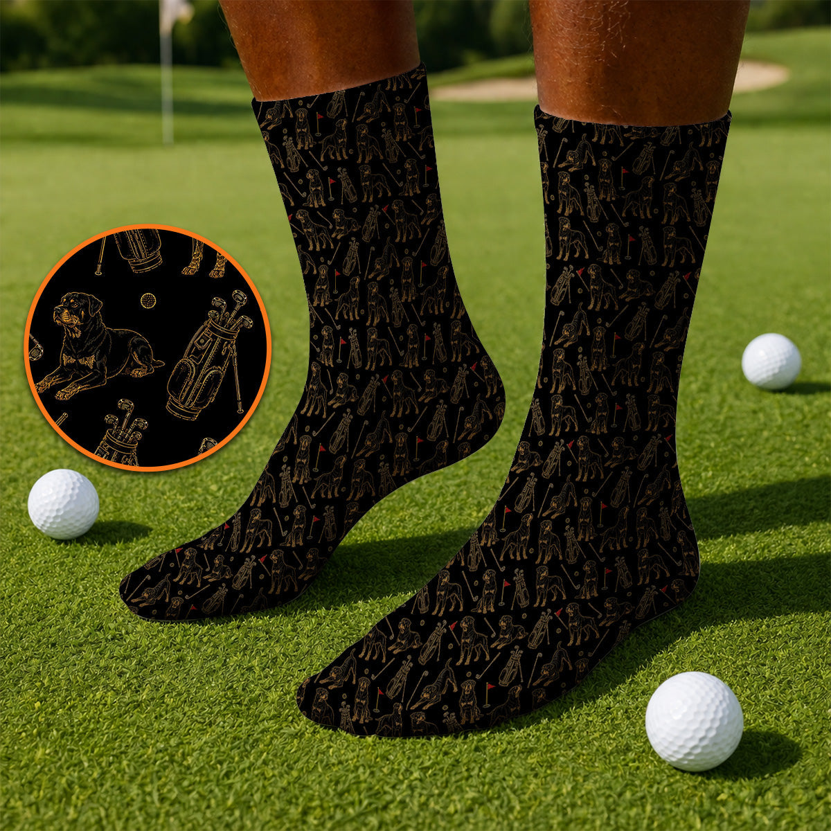 Crazy Rottweiler Golf Socks, Rottweiler Dog Pattern Golf Sock, Golf Gift For Golfer