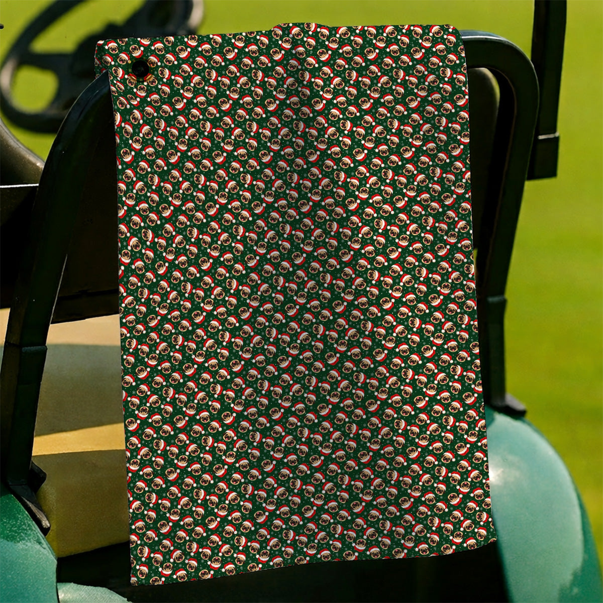 Funny Christmas Pug Golf Towels, Pug Pattern Golf Towel For Dog Lovers, Xmas Golf Gift For Golfers
