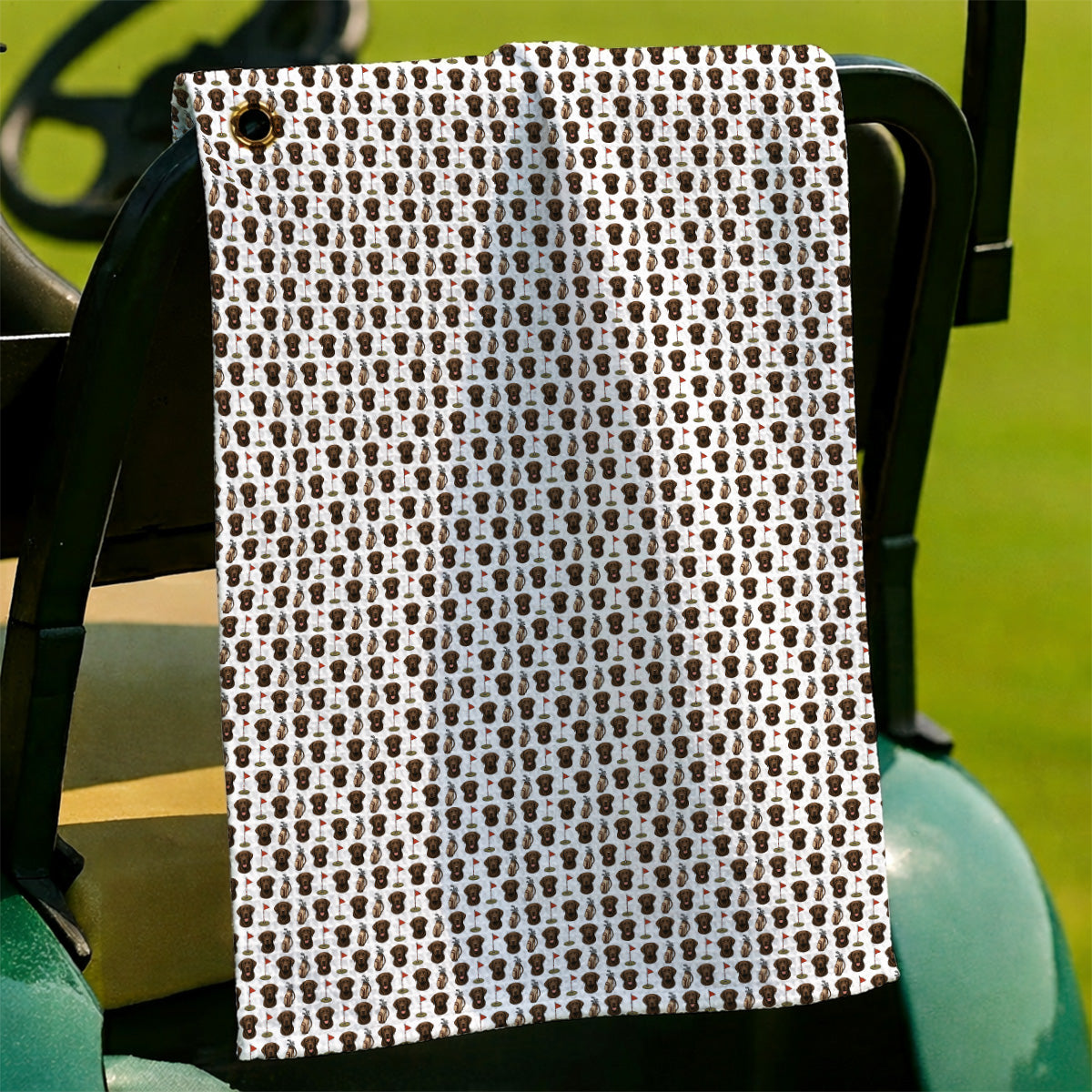 Chocolate Labrador Retriever Golf Towel, Funny Chocolate Lab Pattern Golf Towels, Dog Lover Golf Shirt