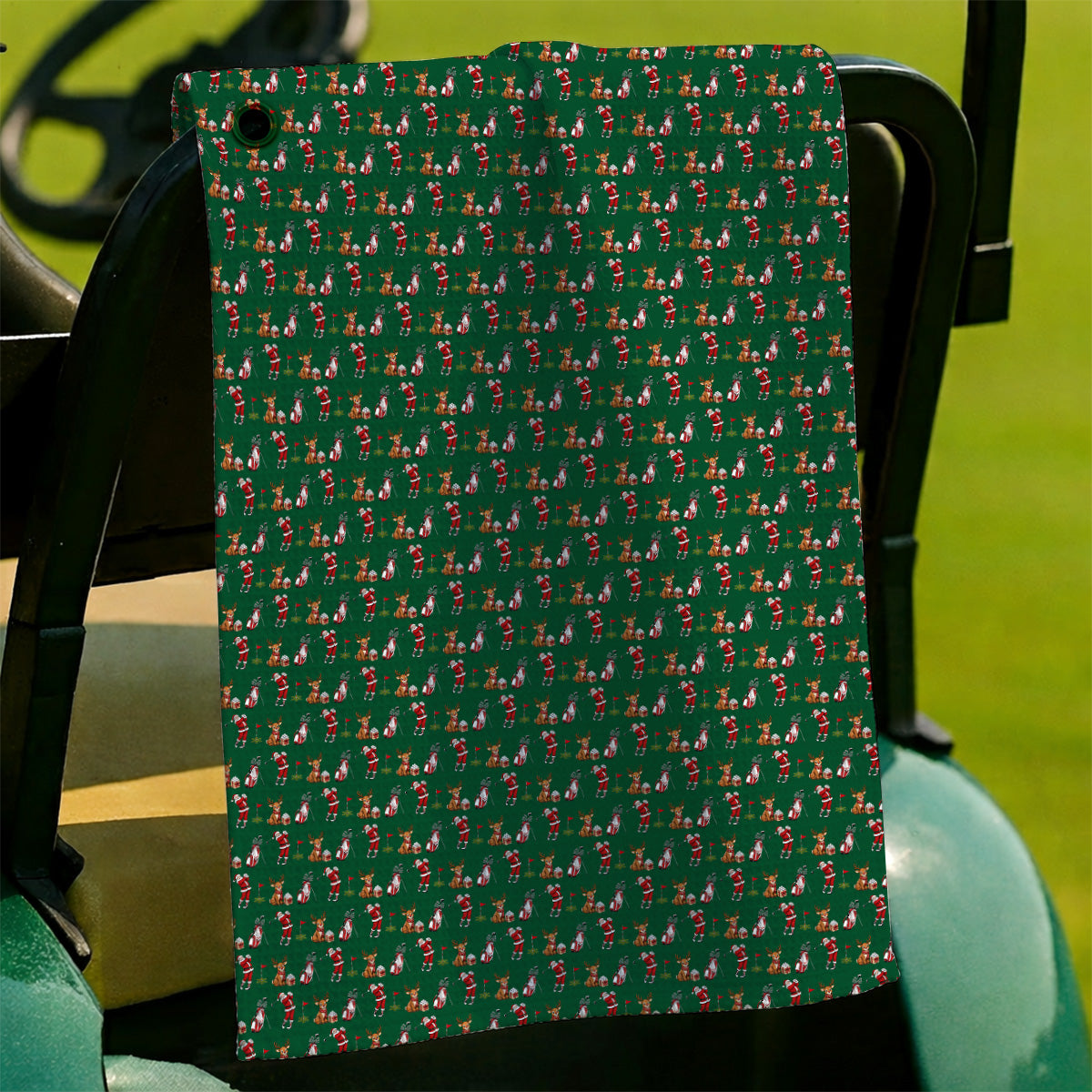Christmas Golf Pattern Towels, Santa Reindeer Golf Towel, Xmas Gift For Golfers