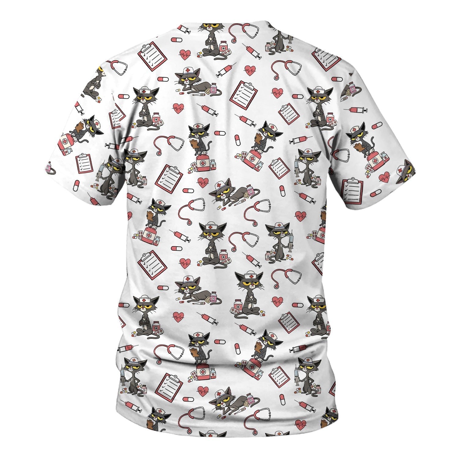 Personalized Funny Nurse Cat Shirt - Cute Black Cat with Stethoscope & Pills - Gift for RN CNA LPN