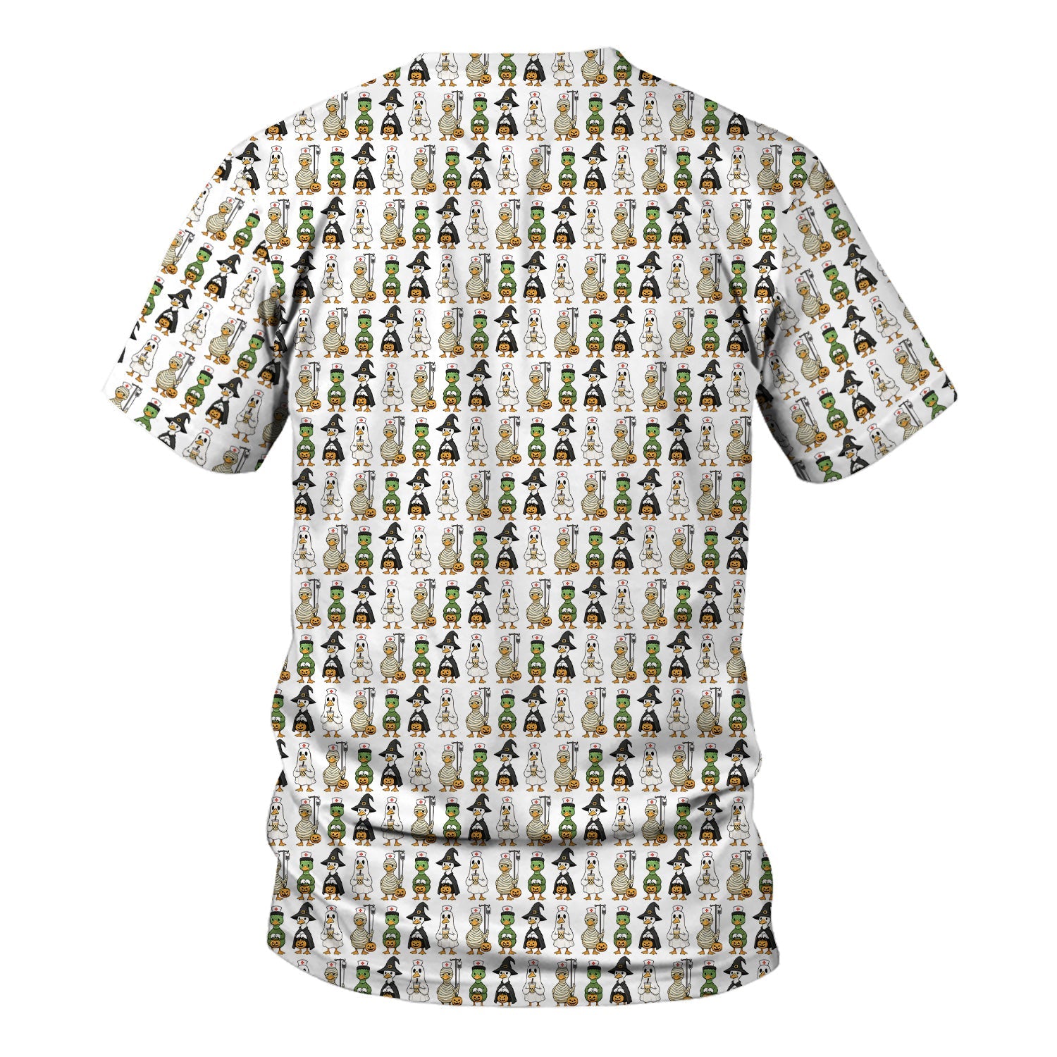 Funny Nurse Halloween T-Shirt - Cute Duck in Halloween Costumes Pattern Design - Gift for Women RN LPN & Healthcare Workers