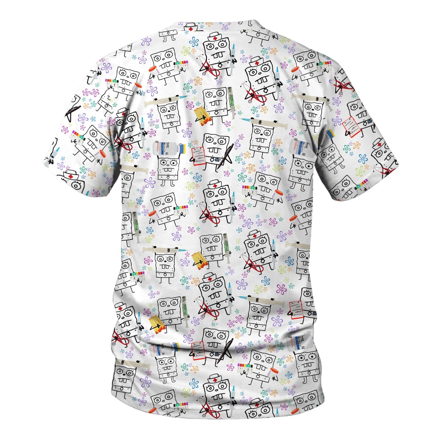 Personalized Doodle Bob Energy Drink Nurse Shirt - Funny Cartoon Medical Graphic Tee - Gift for RN MD RT CNA Paramedic Healthcare Staff