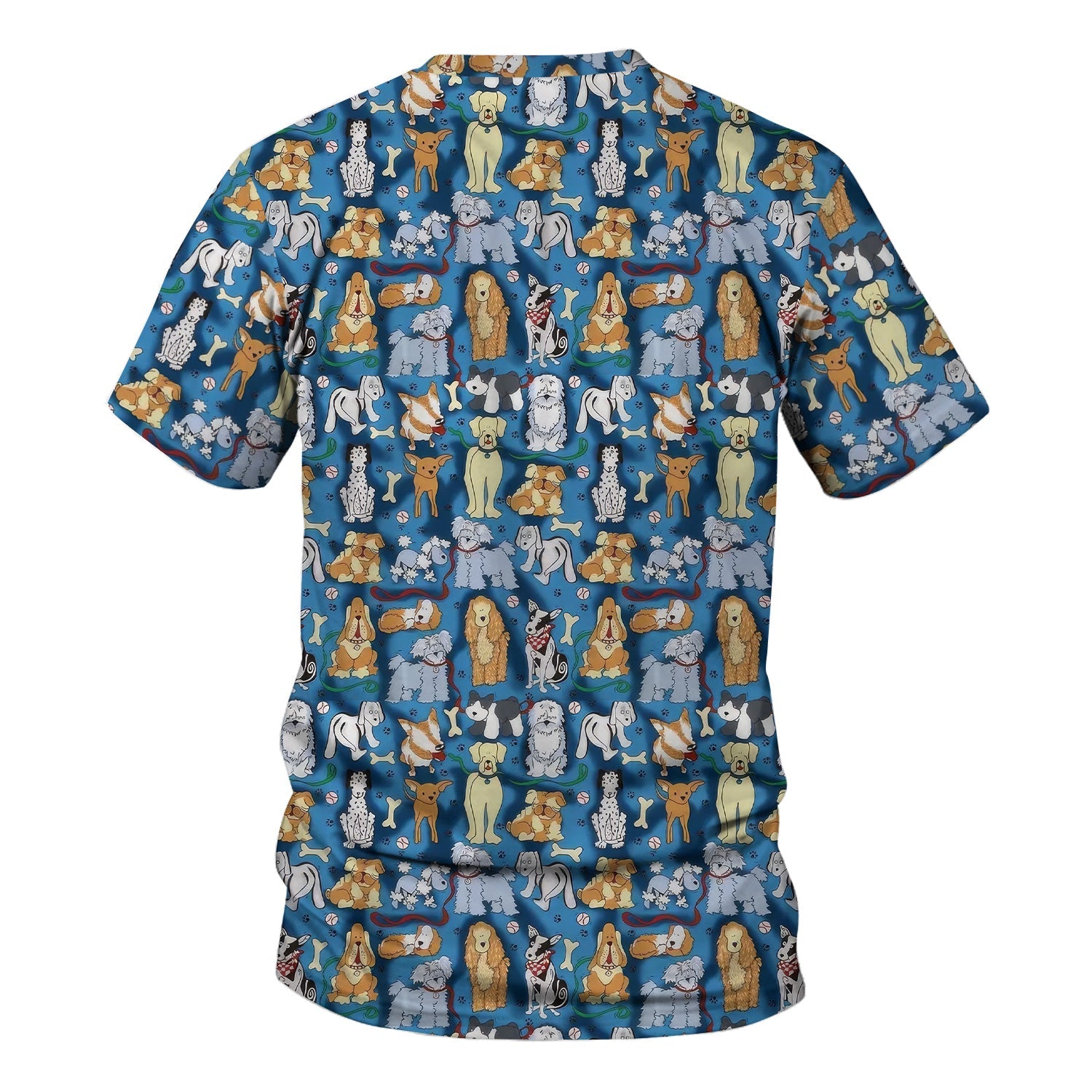 Funny Dog Lover Shirt - Cartoon Dog Breeds Pattern Design - Gift for RN LPN CNA Women Healthcare Staff