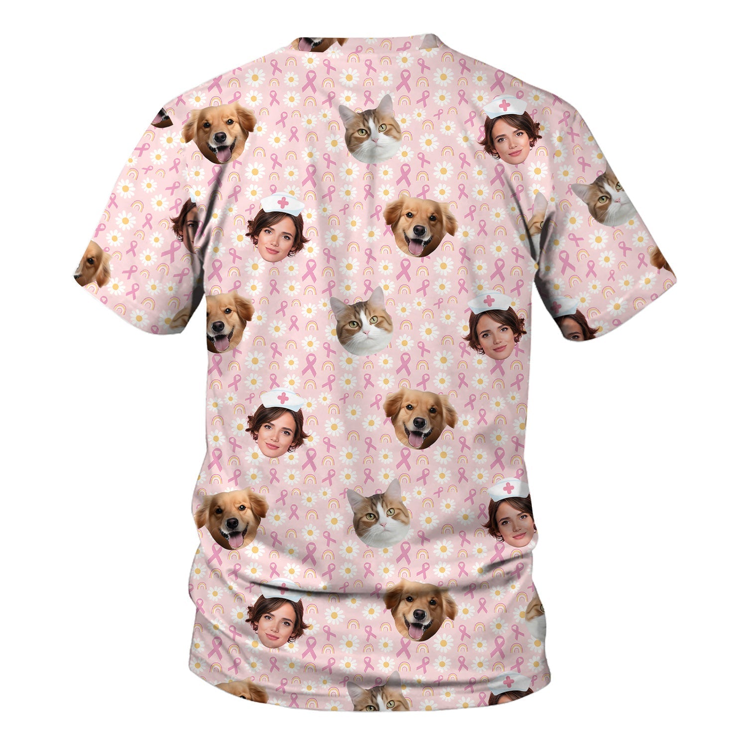Custom Face Nurse Shirt for Women - Cute Breast Cancer Awareness Graphic Tee - Gift for RN LPN CNA