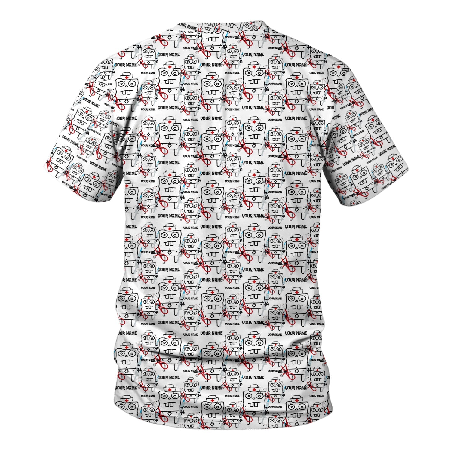Personalized Doodle Bob Nurse Shirt - Funny Cartoon Medical Graphic Tee - Custom RN MD CNA Healthcare Gift