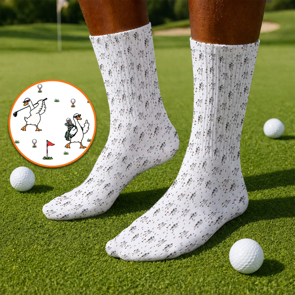 Crazy Goose Golf Socks, Goose Golf Pattern Sock, Unique Golf Gift for Golfers