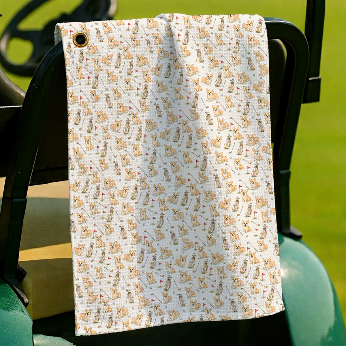 Funny Corgi Golf Towel For Golfer, Corgi Pattern Golf Towels, Dog Lover Golf Gift