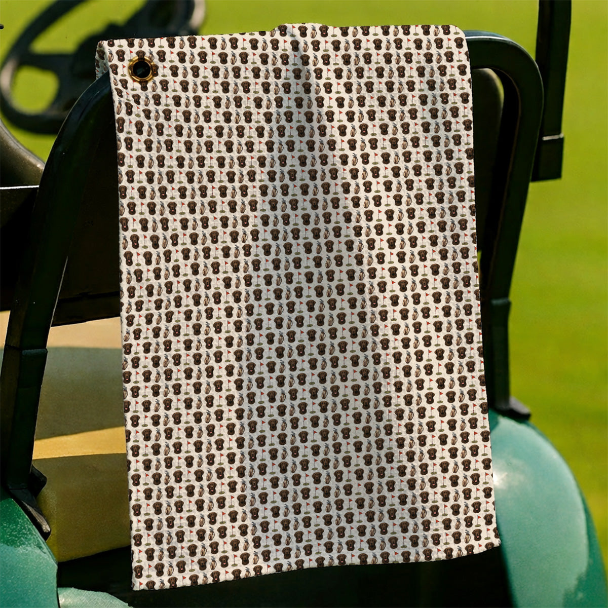 Chocolate Labrador Retriever Golf Towel, Funny Chocolate Lab Pattern Golf Towels, Dog Lover Golf Shirt