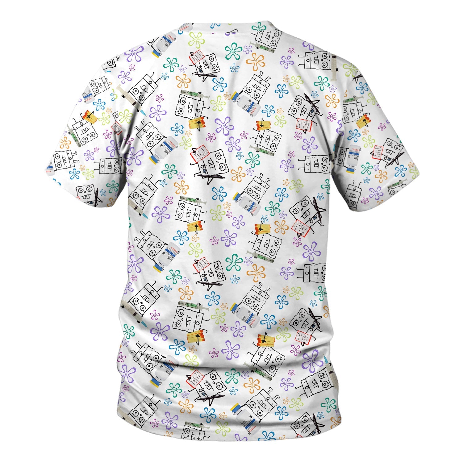 Cute Doodle Bob Energy Drink Nurse Shirt - Cartoon Medical Graphic Tee for Women - Gift for  RN MD CNA RT