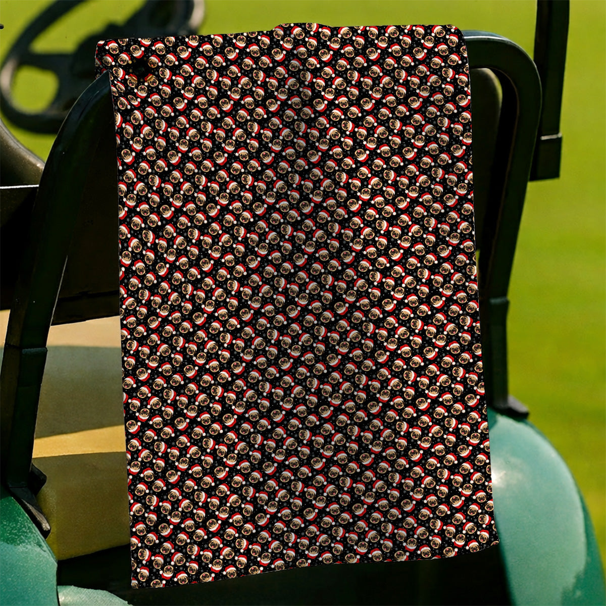 Funny Christmas Pug Golf Towels, Pug Pattern Golf Towel For Dog Lovers, Xmas Golf Gift For Golfers