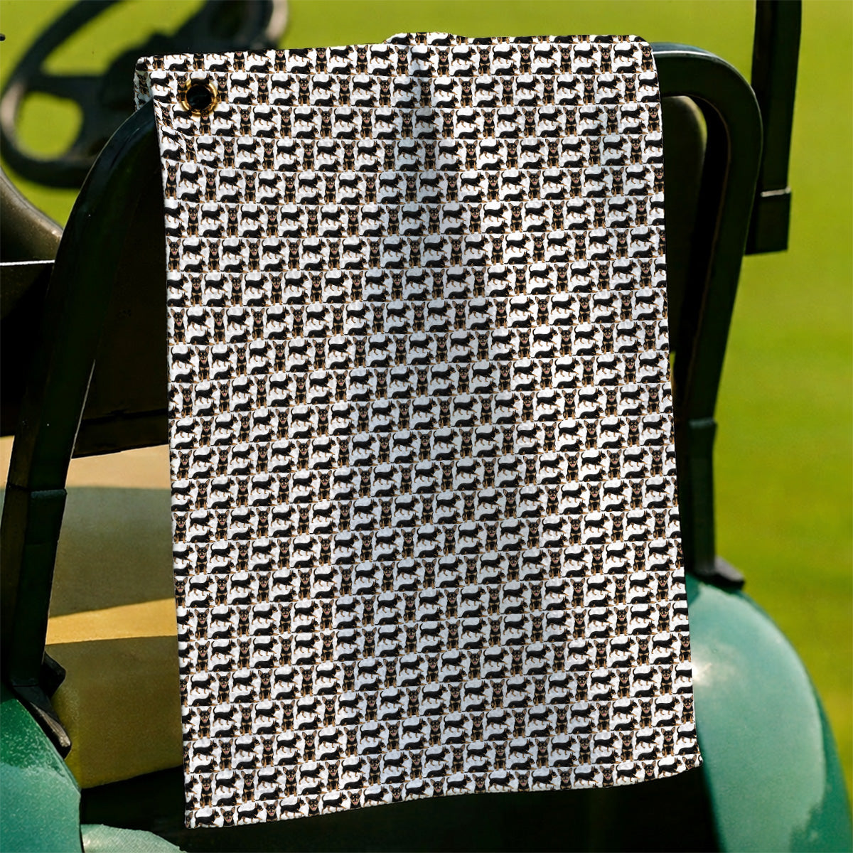 Funny Black Chihuahua Golf Towel, Cute Chihuahua Golf Pattern Towels, Dog Lovers Golf Gift For Golfer