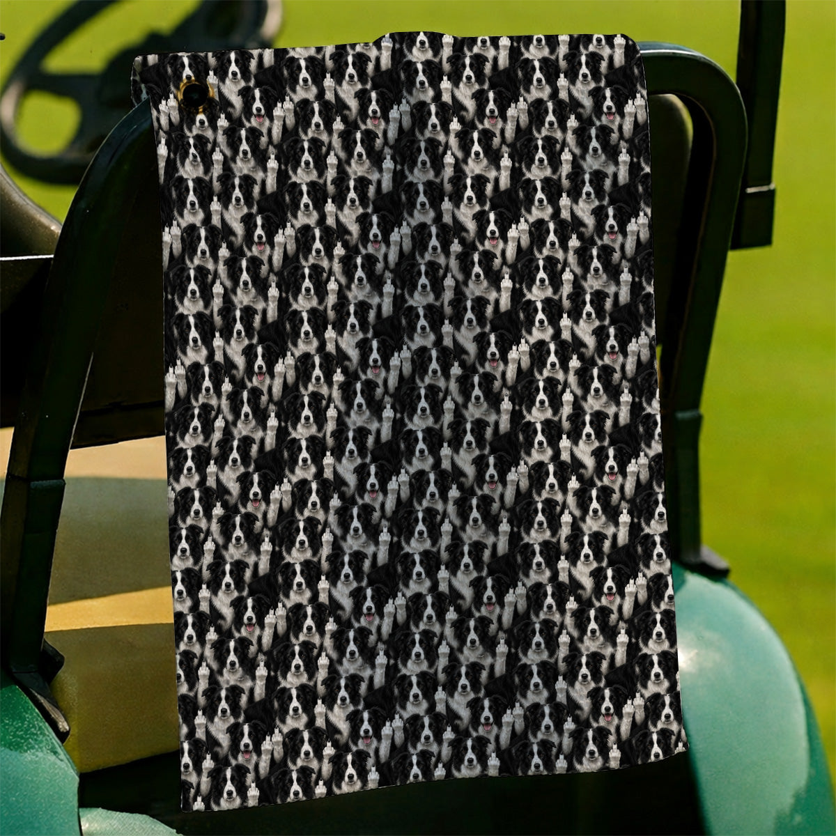 Crayzy Border Collie Golf Towel, Border Collie Pattern Golf Towels for Golfer, Dog Lovers Golf Gift