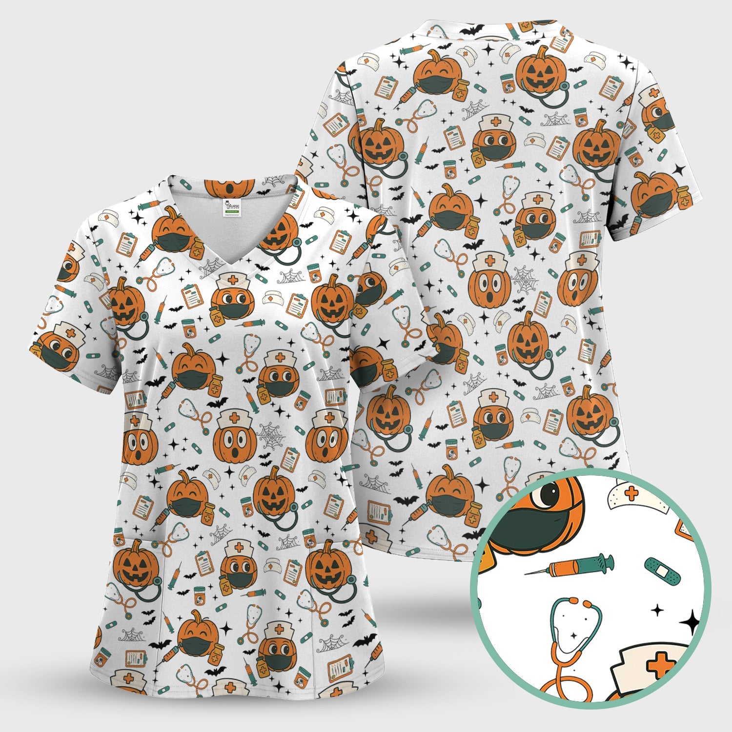 Pumpkin Halloween Nurse Shirt - Funny Holiday Tee For Women Nurses - Gift for CNA RN LPN