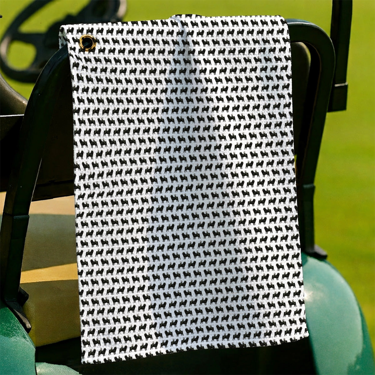 Black Pug Pattern Golf Towels, Funny Pug Golf Towel, Golf Gift For Golfer
