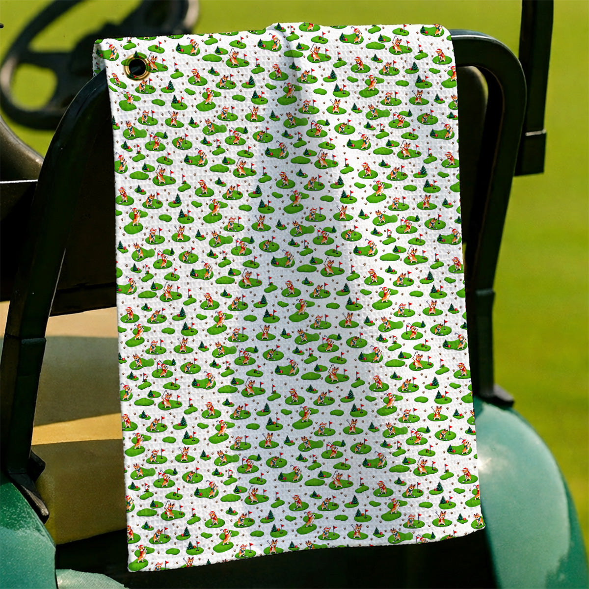 Corgi Christmas Golf Towels, Xmas Corgi Pattern Golf Towel, Crazy Golf Gift For Golfers