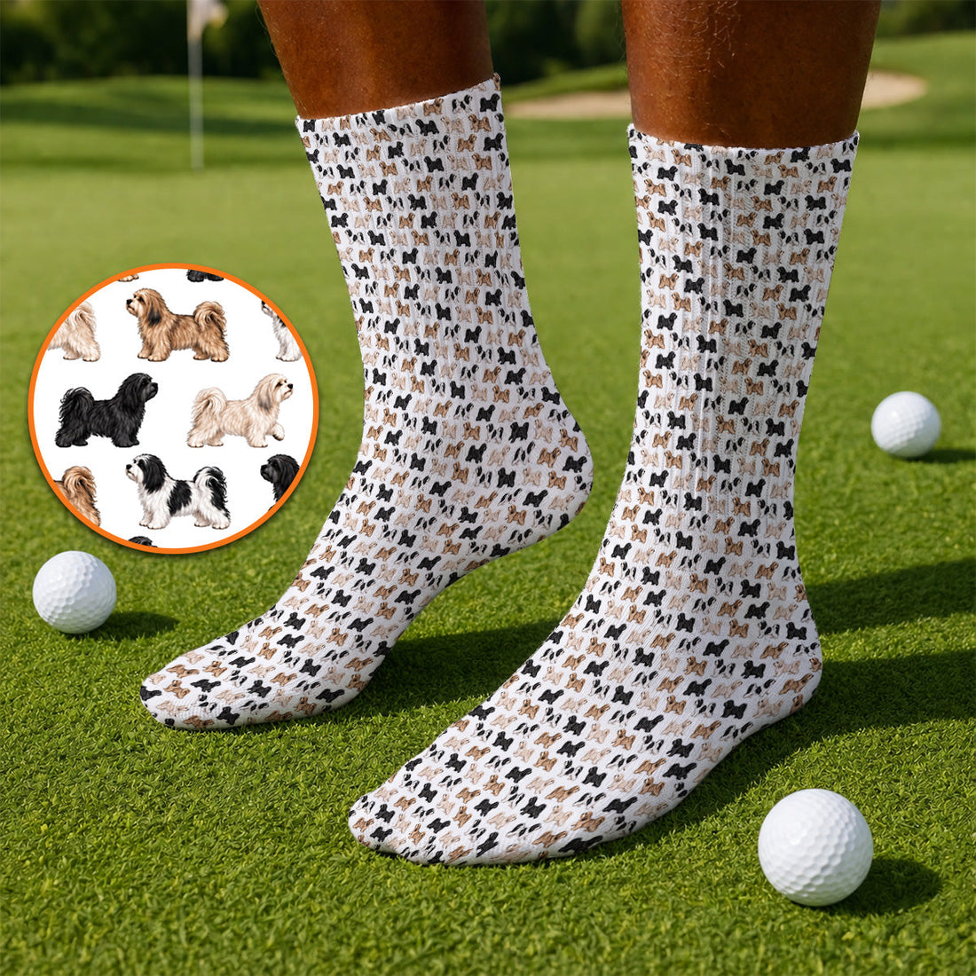 Funny Havanese Golf Socks, Havanese Dog Pattern Golf Sock, Golf Gift For Golfers