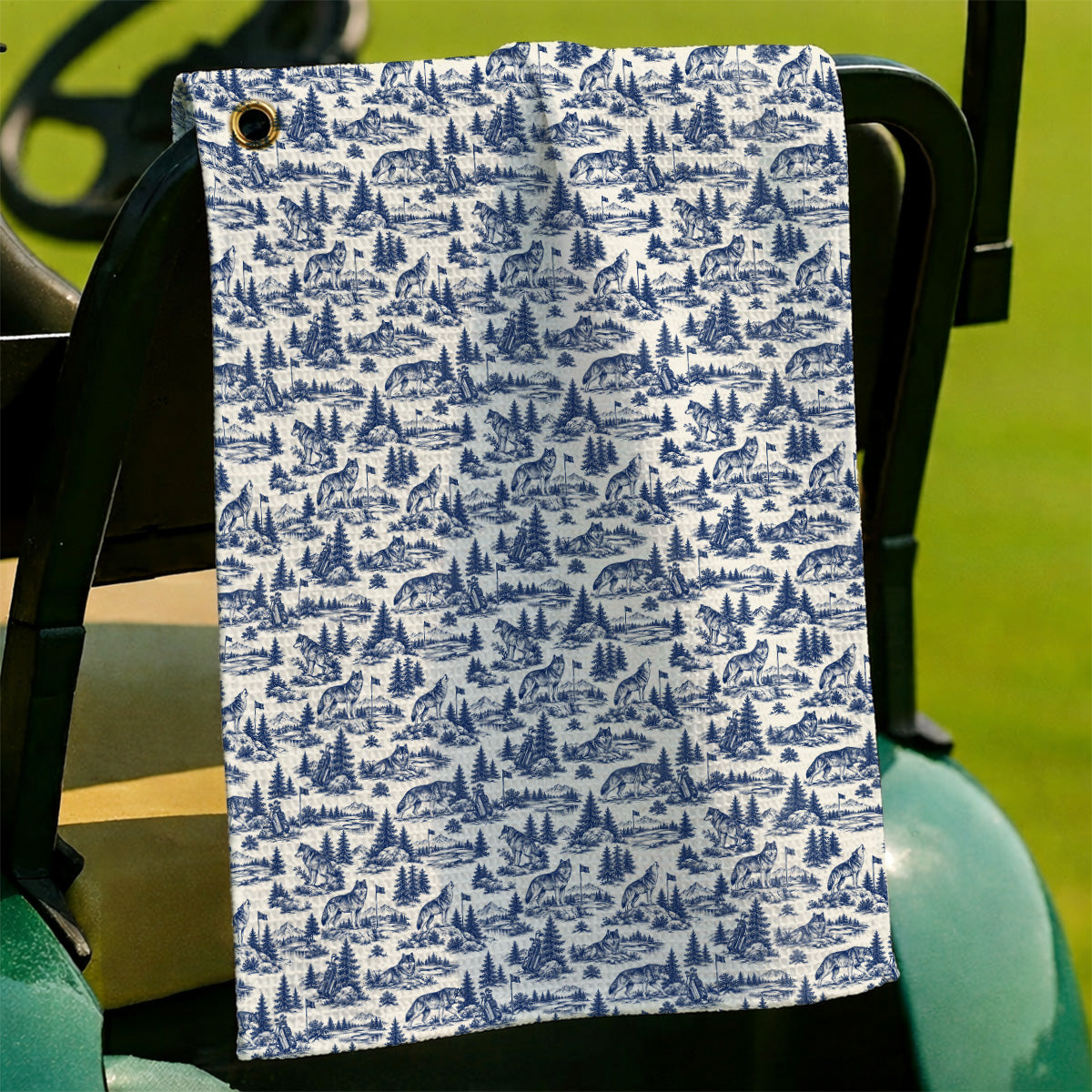 Vintage Wolf Golf Towels, Wilderness Wolf Pattern Golf Towel, Nature Inspired Golf Gift for Golfers