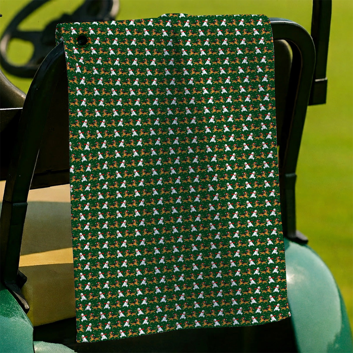 German Shepherd Christmas Golf Towels, Funny Snowman & Santa Dog Pattern Golf Towel, Xmas Golf Gift For Golfers