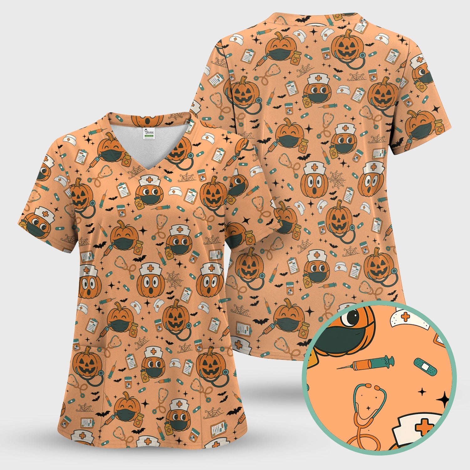 Pumpkin Halloween Nurse Shirt - Funny Holiday Tee For Women Nurses - Gift for CNA RN LPN